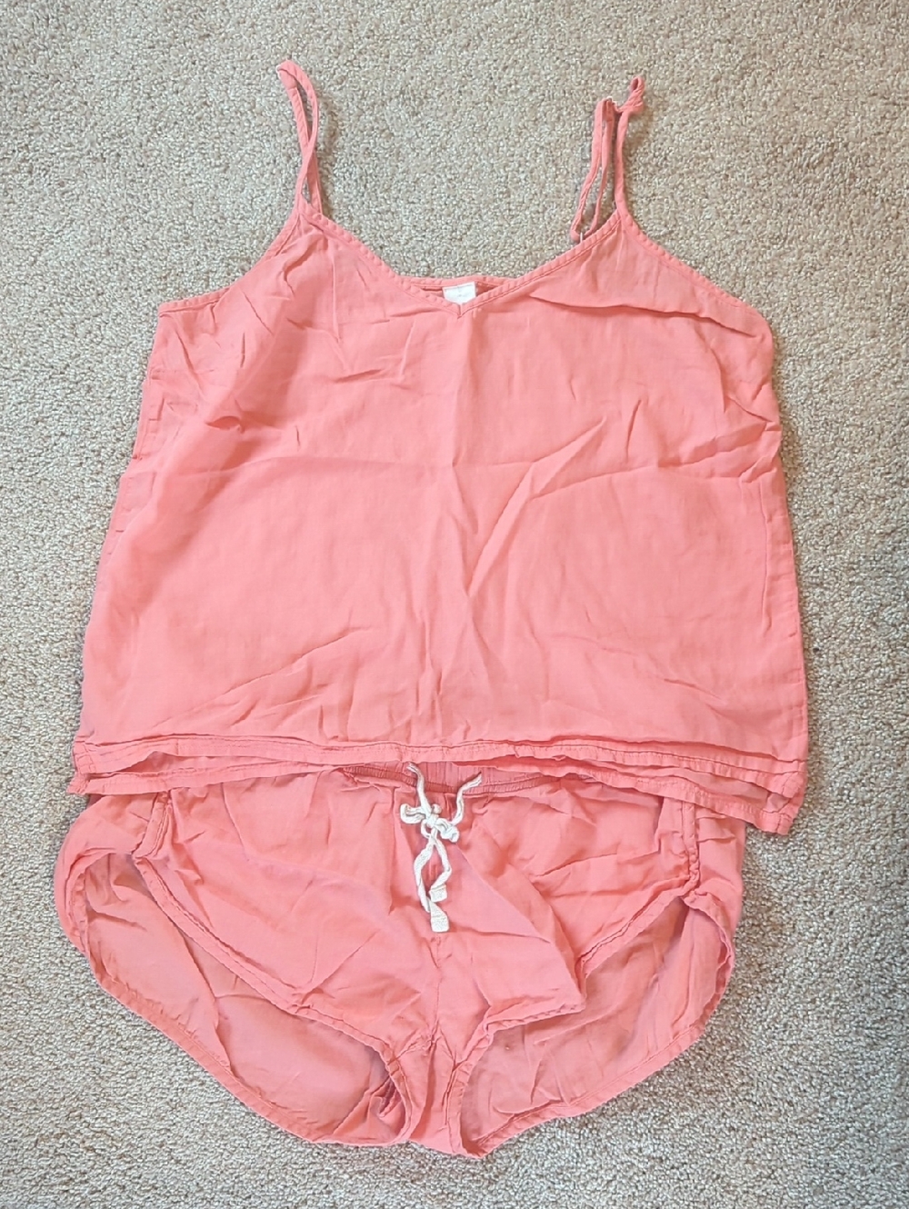 PACT Pink Cotton Night Set, Camisole And Shorts